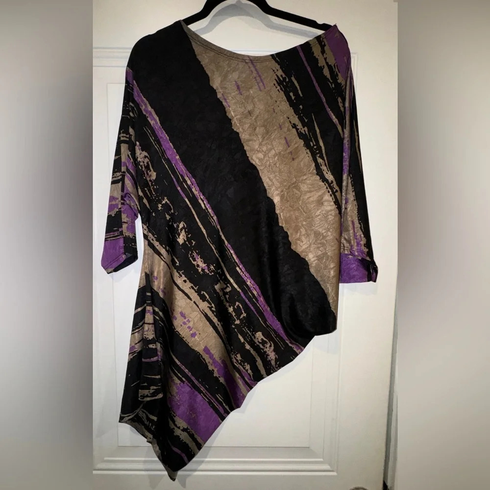 Voxx Asymmetrical Black, Gold and Purple Tunic/dress Size LG